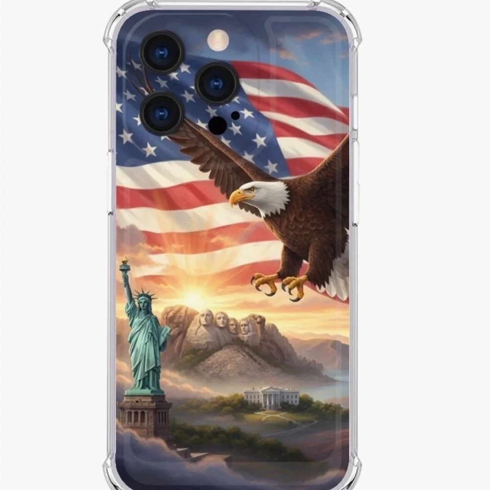 NEW Patriotic Case for iPhone 15 Pro Max - Eagle, US Flag. USA and Monuments